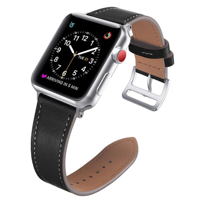 Small Waist Leather Watch Band For Apple Watch Series 9&8&7 41mm / SE 3&SE 2&6&SE&5&4 40mm / 3&2&1 38mm(Black) by bashfashion