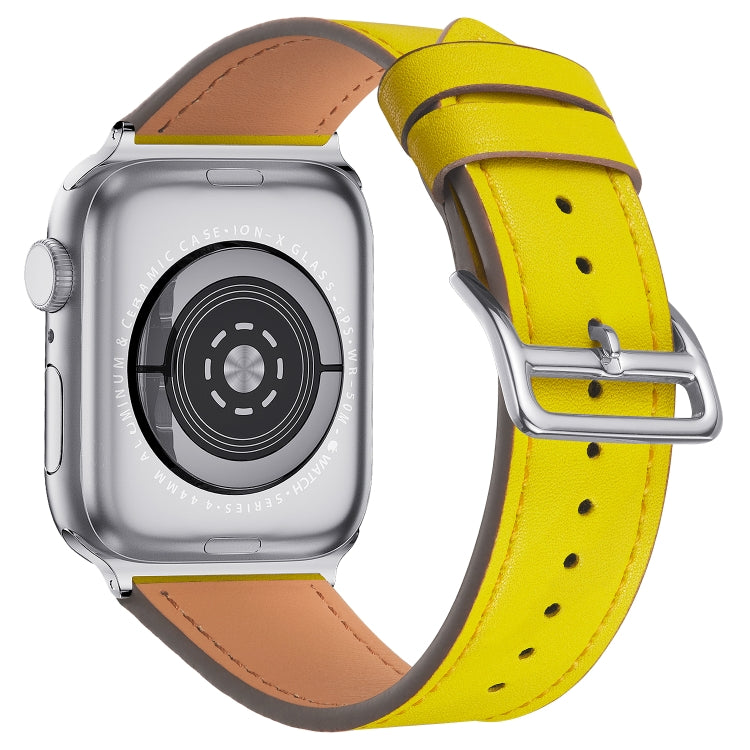 Small Waist Leather Watch Band For Apple Watch Series 9&8&7 41mm / SE 3&SE 2&6&SE&5&4 40mm / 3&2&1 38mm(Yellow) by bashfashion