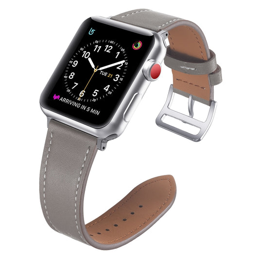 Small Waist Leather Watch Band For Apple Watch Series 9&8&7 41mm / SE 3&SE 2&6&SE&5&4 40mm / 3&2&1 38mm(Grey) by bashfashion