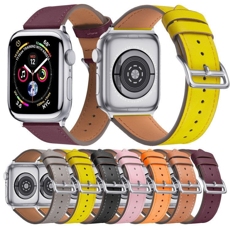 Small Waist Leather Watch Band For Apple Watch Series 9&8&7 41mm / SE 3&SE 2&6&SE&5&4 40mm / 3&2&1 38mm(Yellow) by bashfashion