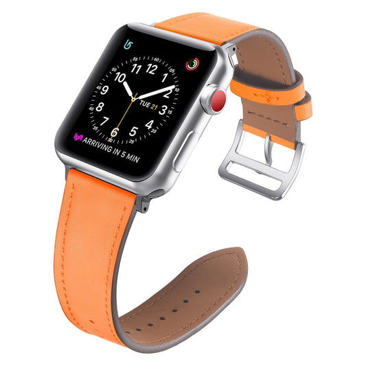 Small Waist Leather Watch Band For Apple Watch Ultra 49mm&Watch Ultra 2 49mm / Series 9&8&7 45mm / SE 3&SE 2&6&SE&5&4 44mm / 3&2&1 42mm(Orange) by bashfashion