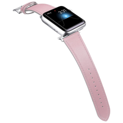 Small Waist Leather Watch Band For Apple Watch Ultra 49mm&Watch Ultra 2 49mm / Series 9&8&7 45mm / SE 3&SE 2&6&SE&5&4 44mm / 3&2&1 42mm(Pink) by bashfashion