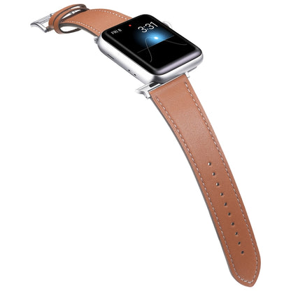 Small Waist Leather Watch Band For Apple Watch Ultra 49mm&Watch Ultra 2 49mm / Series 9&8&7 45mm / SE 3&SE 2&6&SE&5&4 44mm / 3&2&1 42mm(Brown) by bashfashion