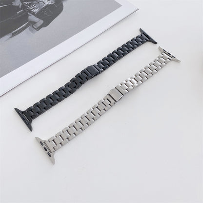 Three-beads Steel Watch Band For Apple Watch Series 9&8&7 41mm / SE 3&SE 2&6&SE&5&4 40mm / 3&2&1 38mm(Black) by bashfashion