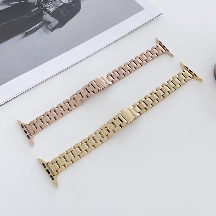 Three-beads Steel Watch Band For Apple Watch Series 9&8&7 41mm / SE 3&SE 2&6&SE&5&4 40mm / 3&2&1 38mm(Rose Gold) by bashfashion