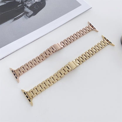 Three-beads Steel Watch Band For Apple Watch Series 9&8&7 41mm / SE 3&SE 2&6&SE&5&4 40mm / 3&2&1 38mm(Rose Gold) by bashfashion