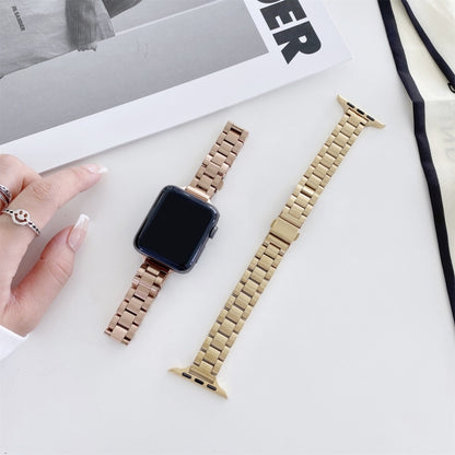Three-beads Steel Watch Band For Apple Watch Series 9&8&7 41mm / SE 3&SE 2&6&SE&5&4 40mm / 3&2&1 38mm(Rose Gold) by bashfashion