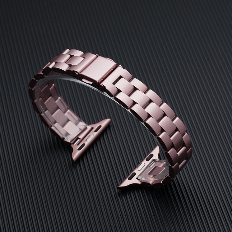 Three-beads Steel Watch Band For Apple Watch Series 9&8&7 41mm / SE 3&SE 2&6&SE&5&4 40mm / 3&2&1 38mm (Pink) by bashfashion