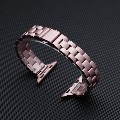 Three-beads Steel Watch Band For Apple Watch Series 9&8&7 41mm / SE 3&SE 2&6&SE&5&4 40mm / 3&2&1 38mm (Pink) by bashfashion