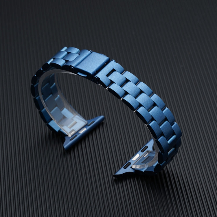 Three-beads Steel Watch Band For Apple Watch Series 9&8&7 41mm / SE 3&SE 2&6&SE&5&4 40mm / 3&2&1 38mm (Blue) by bashfashion