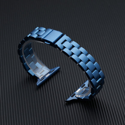 Three-beads Steel Watch Band For Apple Watch Series 9&8&7 41mm / SE 3&SE 2&6&SE&5&4 40mm / 3&2&1 38mm (Blue) by bashfashion