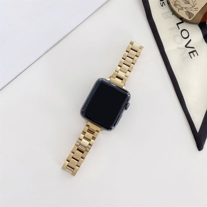 Three-beads Steel Watch Band For Apple Watch Ultra 49mm&Watch Ultra 2 49mm / Series 9&8&7 45mm / SE 3&SE 2&6&SE&5&4 44mm / 3&2&1 42mm(Gold) by bashfashion
