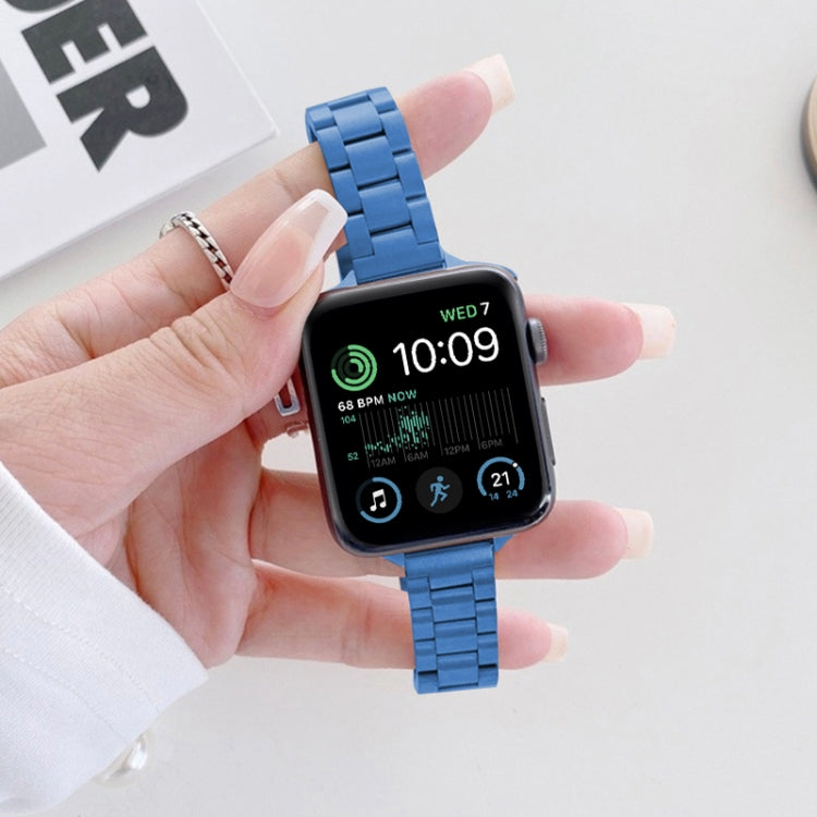 Three-beads Steel Watch Band For Apple Watch Ultra 49mm&Watch Ultra 2 49mm / Series 9&8&7 45mm / SE 3&SE 2&6&SE&5&4 44mm / 3&2&1 42mm (Blue) by bashfashion