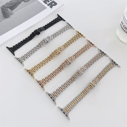 Seven-beads Steel Watch Band For Apple Watch Series 9&8&7 41mm / SE 3&SE 2&6&SE&5&4 40mm / 3&2&1 38mm(Black) by bashfashion