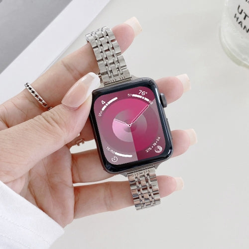 Seven-beads Steel Watch Band For Apple Watch Ultra 49mm&Watch Ultra 2 49mm / Series 9&8&7 45mm / SE 3&SE 2&6&SE&5&4 44mm / 3&2&1 42mm(Silver) by bashfashion