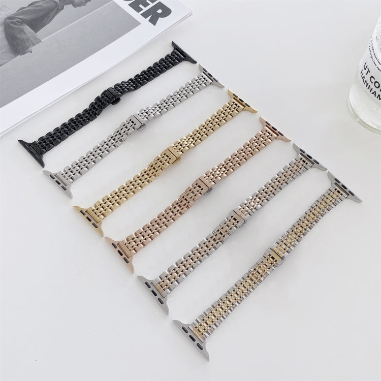 Seven-beads Steel Watch Band For Apple Watch Ultra 49mm&Watch Ultra 2 49mm / Series 9&8&7 45mm / SE 3&SE 2&6&SE&5&4 44mm / 3&2&1 42mm(Black) by bashfashion