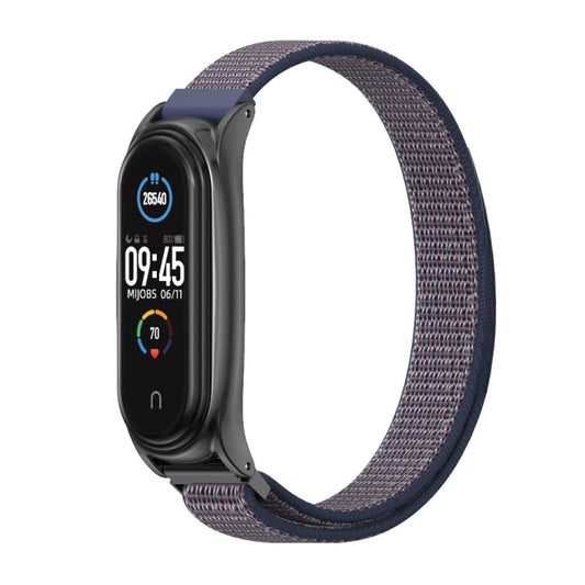 For Xiaomi Mi Band 6 / 5 / 4 / 3 Mijobs Nylon Loop Plus Watch Band Watch Band(Midnight Blue Black) by MIJOBS
