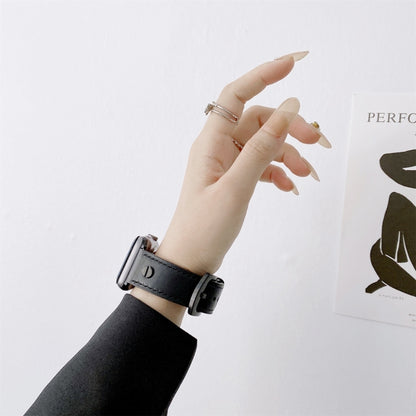 Retro Leather Watch Band For Apple Watch Series 9&8&7 41mm / SE 3&SE 2&6&SE&5&4 40mm / 3&2&1 38mm(Black) by bashfashion