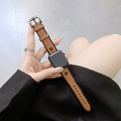 Retro Leather Watch Band For Apple Watch Series 9&8&7 41mm / SE 3&SE 2&6&SE&5&4 40mm / 3&2&1 38mm(Brown) by bashfashion