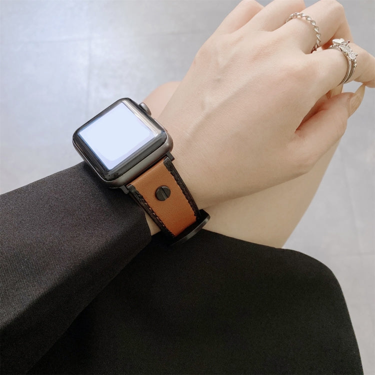 Retro Leather Watch Band For Apple Watch Ultra 49mm&Watch Ultra 2 49mm / Series 9&8&7 45mm / SE 3&SE 2&6&SE&5&4 44mm / 3&2&1 42mm(Brown) by bashfashion