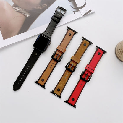 Retro Leather Watch Band For Apple Watch Ultra 49mm&Watch Ultra 2 49mm / Series 9&8&7 45mm / SE 3&SE 2&6&SE&5&4 44mm / 3&2&1 42mm(Black) by bashfashion