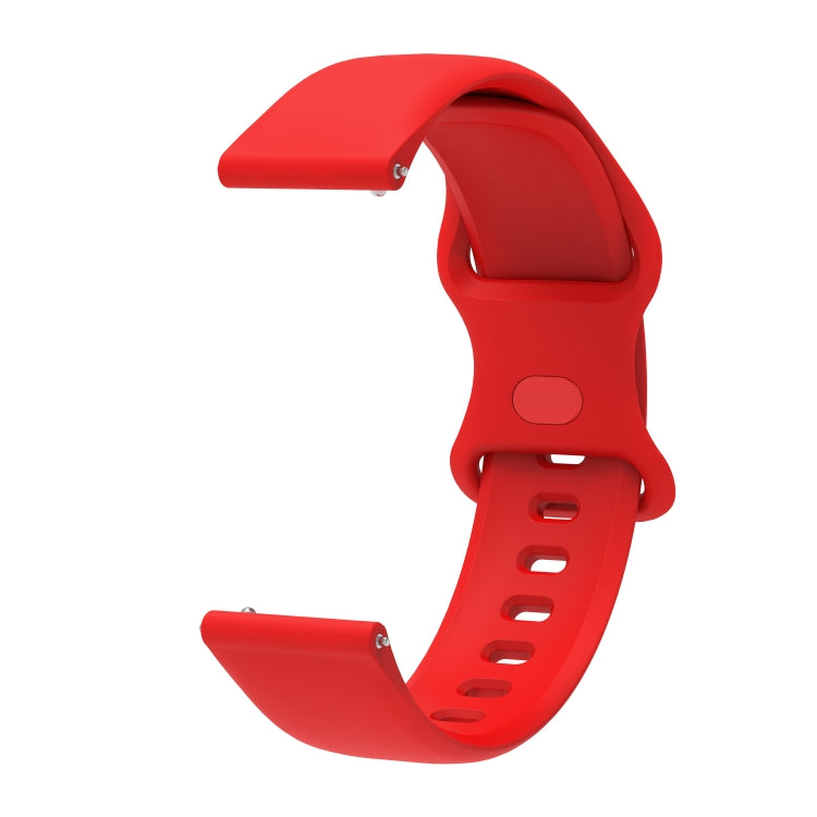 20mm For Garmin Venu / Samsung Galaxy Watch Active 2 Universal Inner Back Buckle Perforation Silicone Watch Band(Red) by bashfashion