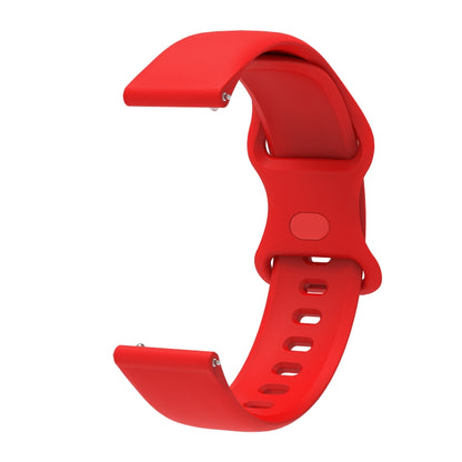 20mm For Garmin Venu / Samsung Galaxy Watch Active 2 Universal Inner Back Buckle Perforation Silicone Watch Band(Red) by bashfashion