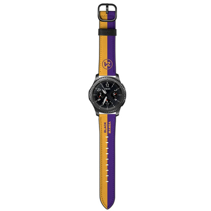 22mm For Samsung Galaxy Watch 46mm / Huawei Watch 3 / 3 Pro Universal Printed Leather Watch Band(Yellow Purple Stripes) by bashfashion