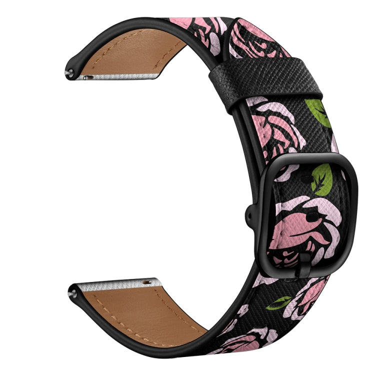 22mm For Samsung Galaxy Watch 46mm / Huawei Watch 3 / 3 Pro Universal Printed Leather Watch Band(Rose) by bashfashion