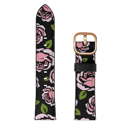 22mm For Samsung Galaxy Watch 46mm / Huawei Watch 3 / 3 Pro Universal Printed Leather Watch Band(Rose) by bashfashion
