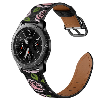 22mm For Samsung Galaxy Watch 46mm / Huawei Watch 3 / 3 Pro Universal Printed Leather Watch Band(Rose) by bashfashion