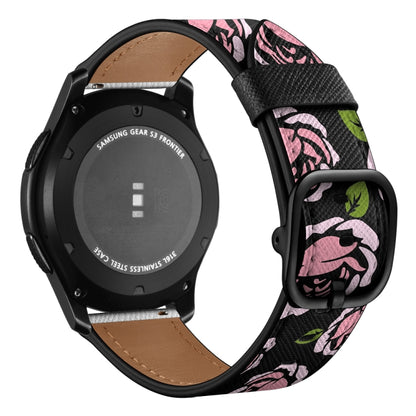 22mm For Samsung Galaxy Watch 46mm / Huawei Watch 3 / 3 Pro Universal Printed Leather Watch Band(Rose) by bashfashion