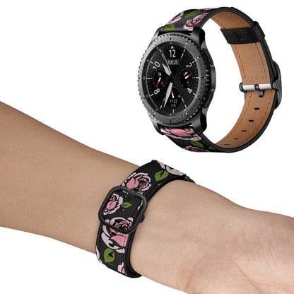 22mm For Samsung Galaxy Watch 46mm / Huawei Watch 3 / 3 Pro Universal Printed Leather Watch Band(Rose) by bashfashion