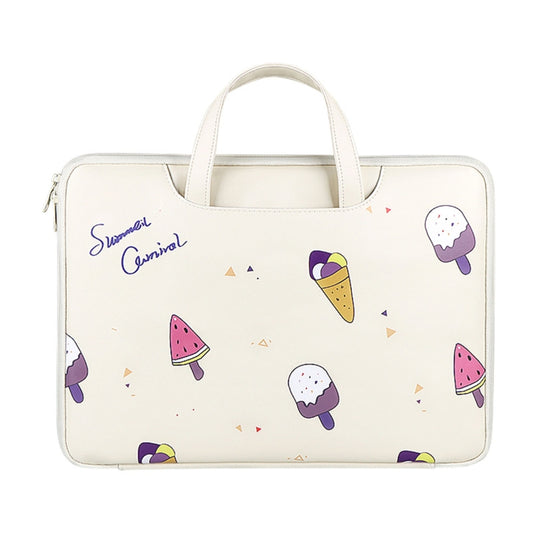ST01KT Lightweight PU Printed Laptop Bag, Size:14.1-15.4 inch(Ice Cream) by bashfashion