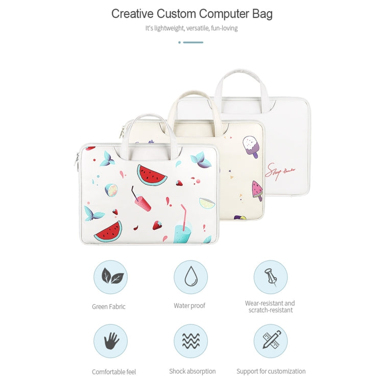 ST01KT Lightweight PU Printed Laptop Bag, Size:14.1-15.4 inch(Ice Cream) by bashfashion