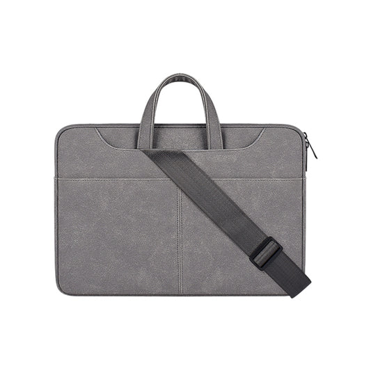 ST06SDJ Frosted PU Business Laptop Bag with Detachable Shoulder Strap, Size:14.1-15.4 inch(Dark Gray) by bashfashion