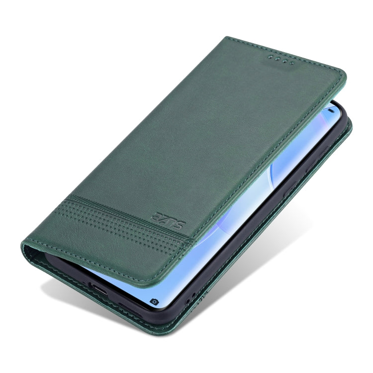 For Huawei P50 AZNS Magnetic Calf Texture Horizontal Flip Leather Case with Card Slots & Holder & Wallet(Dark Green) by AZNS