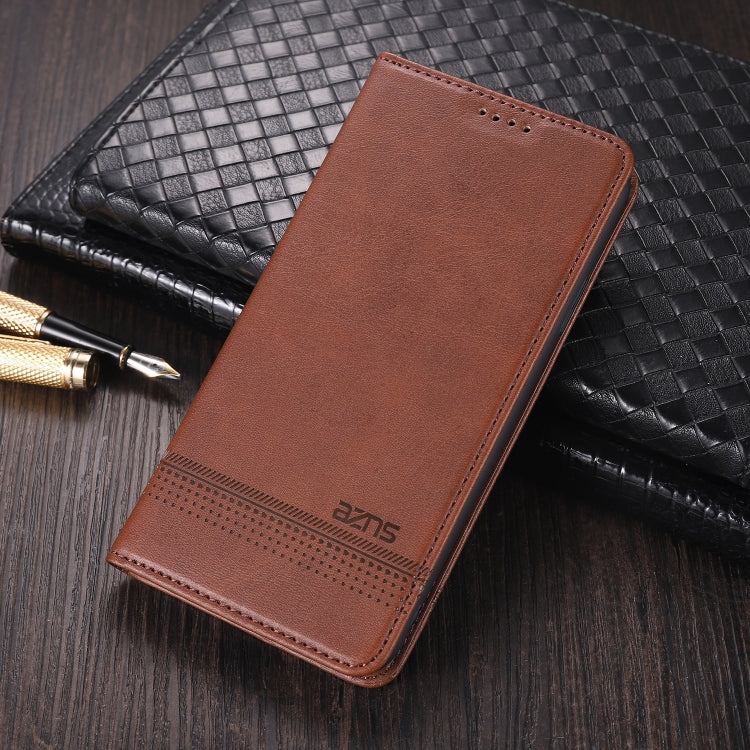 For Huawei P50 Pro AZNS Magnetic Calf Texture Horizontal Flip Leather Case with Card Slots & Holder & Wallet(Dark Brown) by AZNS