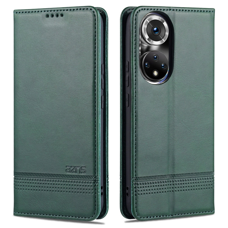 For Honor 50 Pro AZNS Magnetic Calf Texture Horizontal Flip Leather Case with Card Slots & Holder & Wallet(Dark Green) by AZNS
