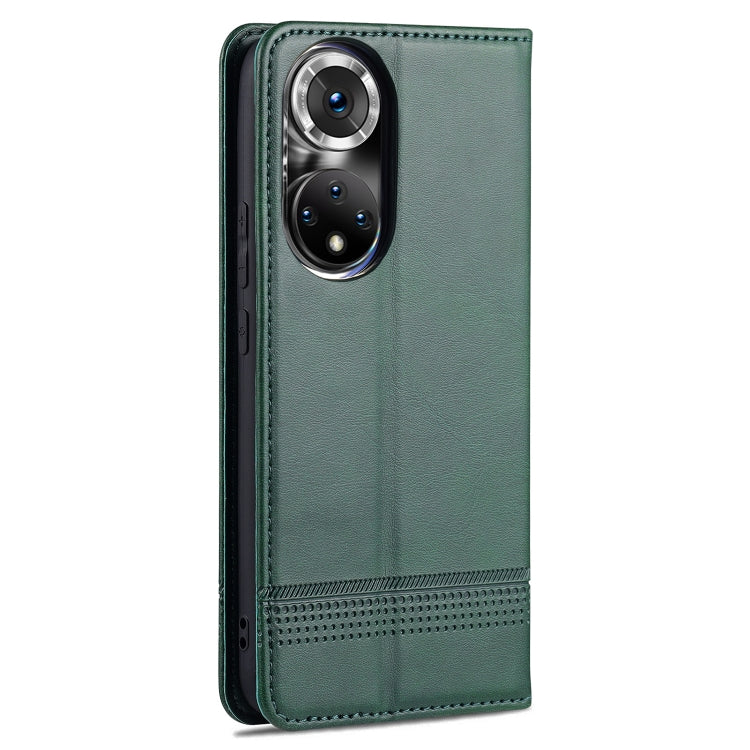 For Honor 50 Pro AZNS Magnetic Calf Texture Horizontal Flip Leather Case with Card Slots & Holder & Wallet(Dark Green) by AZNS