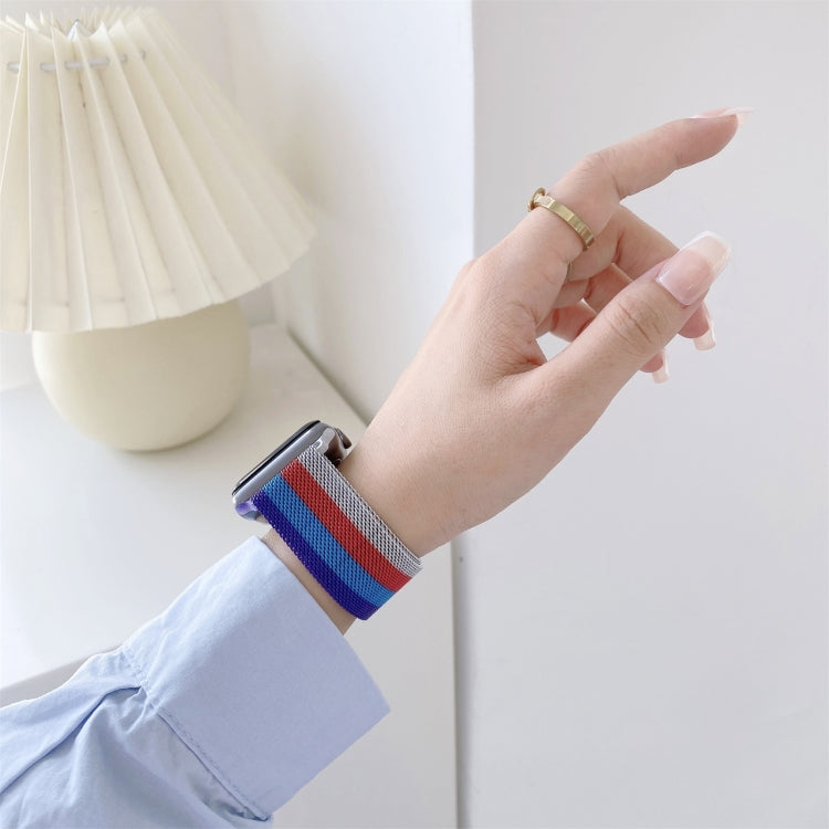 Four-colors Milanese Watch Band For Apple Watch Series 9&8&7 41mm / SE 3&SE 2&6&SE&5&4 40mm / 3&2&1 38mm(Purple Blue Red Silver) by bashfashion
