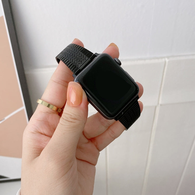 Small Waist Steel Watch Band For Apple Watch Series 9&8&7 41mm / SE 3&SE 2&6&SE&5&4 40mm / 3&2&1 38mm(Black) by bashfashion