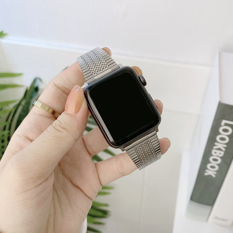 Small Waist Steel Watch Band For Apple Watch Series 9&8&7 41mm / SE 3&SE 2&6&SE&5&4 40mm / 3&2&1 38mm(Black) by bashfashion