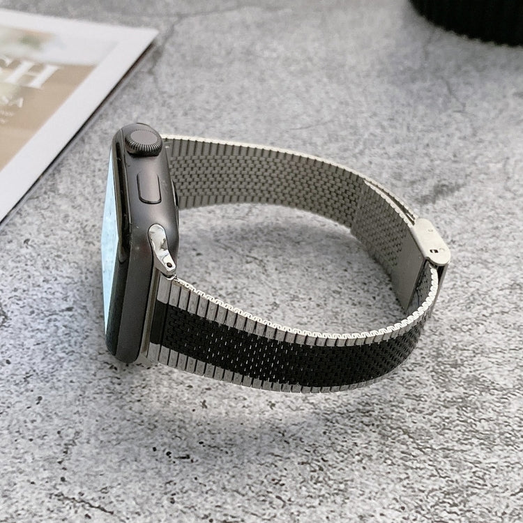 Small Waist Steel Watch Band For Apple Watch Ultra 49mm&Watch Ultra 2 49mm / Series 9&8&7 45mm / SE 3&SE 2&6&SE&5&4 44mm / 3&2&1 42mm(Silver Black) by bashfashion