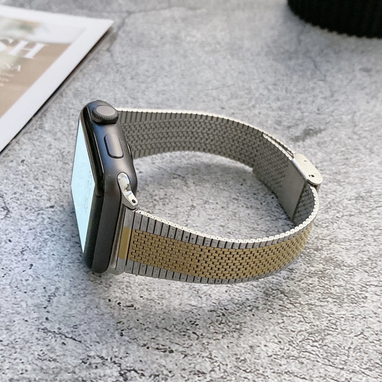 Small Waist Steel Watch Band For Apple Watch Ultra 49mm&Watch Ultra 2 49mm / Series 9&8&7 45mm / SE 3&SE 2&6&SE&5&4 44mm / 3&2&1 42mm(Silver Gold) by bashfashion