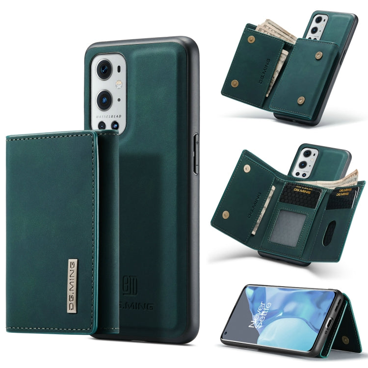 For OnePlus 9 Pro DG.MING M1 Series 3-Fold Multi Card Wallet Back Cover Shockproof Case with Holder Function(Green) by DG.MING
