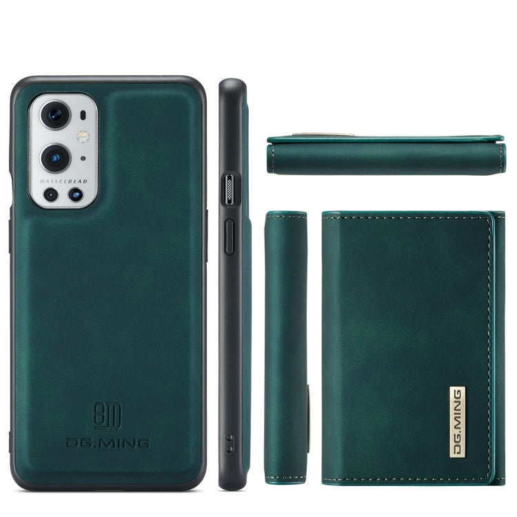 For OnePlus 9 Pro DG.MING M1 Series 3-Fold Multi Card Wallet Back Cover Shockproof Case with Holder Function(Green) by DG.MING