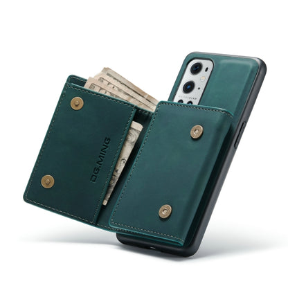 For OnePlus 9 Pro DG.MING M1 Series 3-Fold Multi Card Wallet Back Cover Shockproof Case with Holder Function(Green) by DG.MING