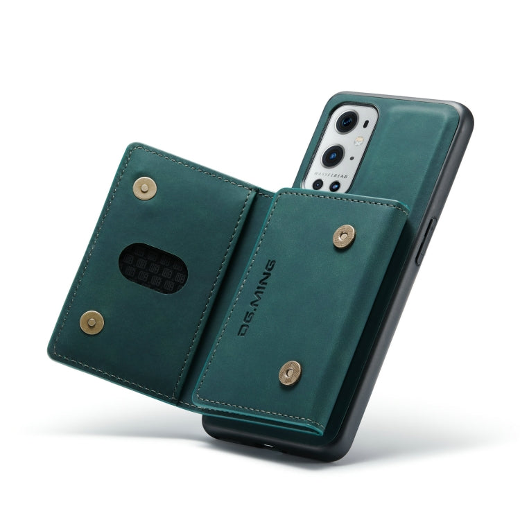 For OnePlus 9 Pro DG.MING M2 Series 3-Fold Multi Card Bag Back Cover Shockproof Case with Wallet & Holder Function(Green) by DG.MING