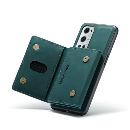 For OnePlus 9 Pro DG.MING M2 Series 3-Fold Multi Card Bag Back Cover Shockproof Case with Wallet & Holder Function(Green) by DG.MING
